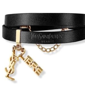 NIB Yves Saint Laurent YSL Libre Gold & Black Charm Necklace and Bracelet Set
